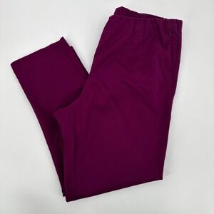 J Jill Women's Size 16 Elastic Waist Straight Leg Pants Plum Purple Cotton Blend